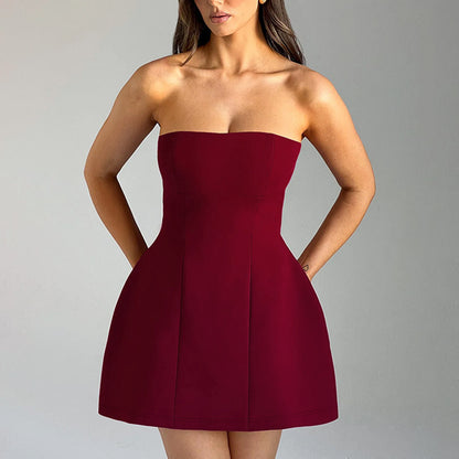 Fashion Tube Dress Summer Solid Color Sasual Backless Slim Short Dresses Party Womens Clothing Limorista