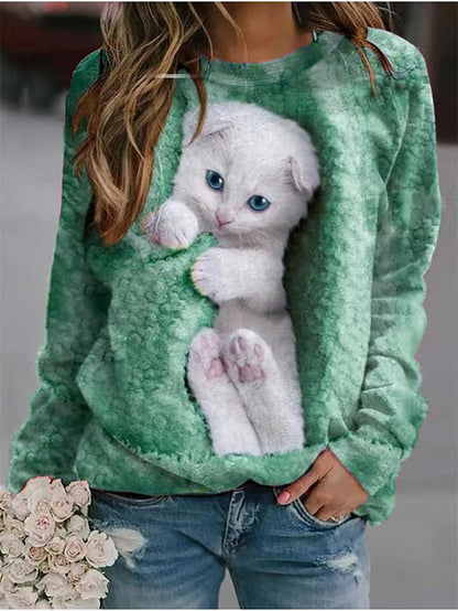 Fashion Loose Print Round Neck Sweater Limorista