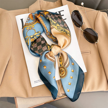 Artificial Silk Striped High-grade Korean Style Stylish Beach Arm Bag Silk Scarf Limorista