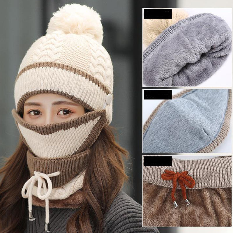 Winter Hat For Women 3pcs Knitted Beanie Hat Scarf Set Warm Hat Limorista