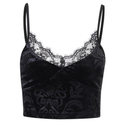 Personality Lace Suspender Top Crop Vest Limorista