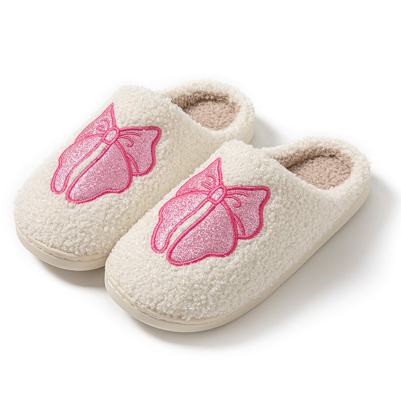 Indoor Non-slip Warm Bow Cotton Slippers Limorista