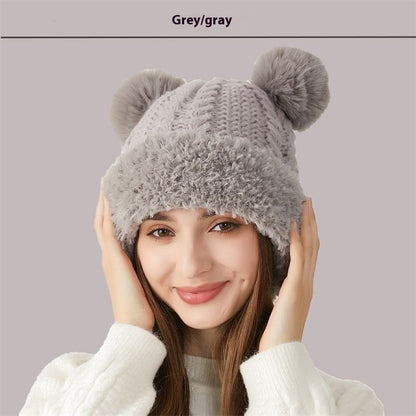 Winter Cute Fur Ball Knitted Hat Children Outdoor Limorista