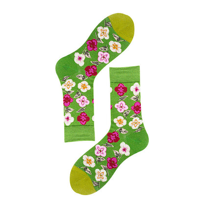 Avocado Chips Egg Fun Patchwork Color Medium Tube Cotton Socks Female Limorista