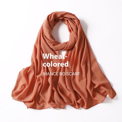 Pure Color Pearl Chiffon Scarf Headcloth Veil Chiffon Scarf Limorista