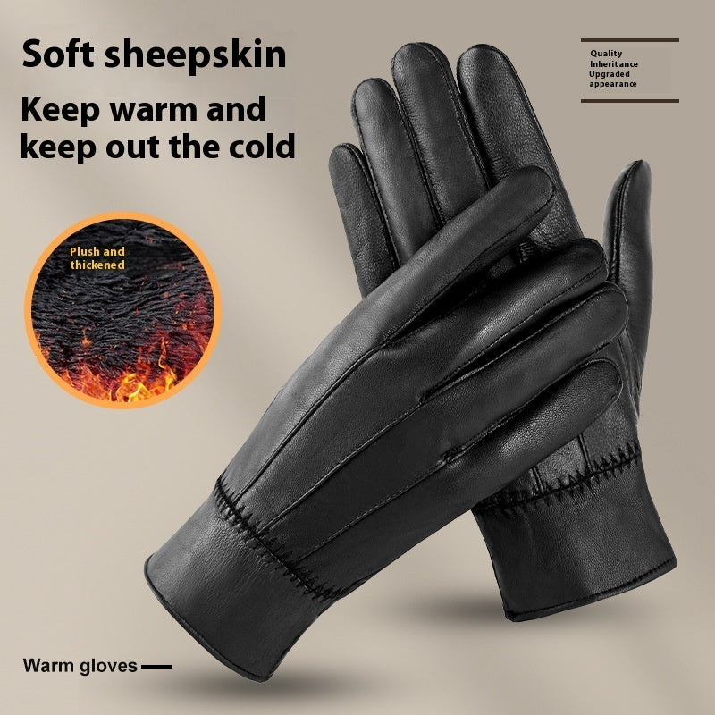 Genuine Leather Gloves For Men Women Fleece Lined Padded Warm Keeping Sheepskin Gloves Limorista