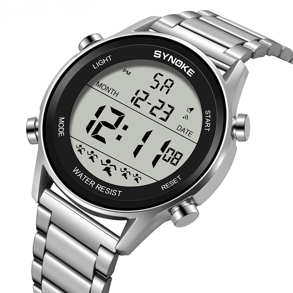 Steel Belt Sports Electronic Watch Waterproof Multifunctional Large Screen Luminous Limorista