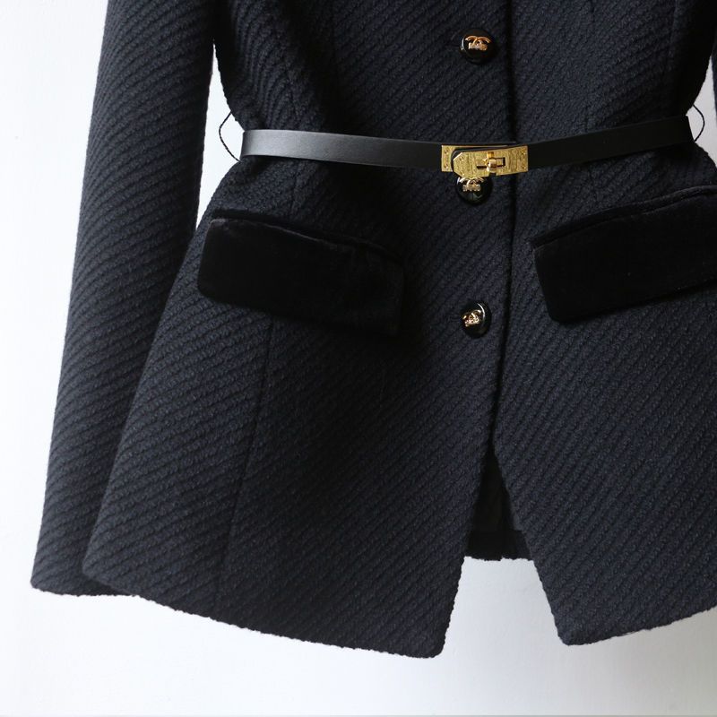 Mid-length Waist Slimming Overcoat Shoulder Women&