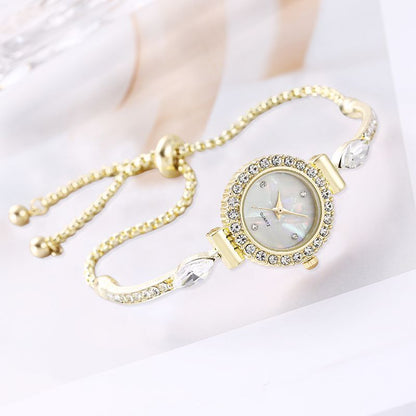 Diamond Dial Decorative Pull-out Bracelet Watch Limorista