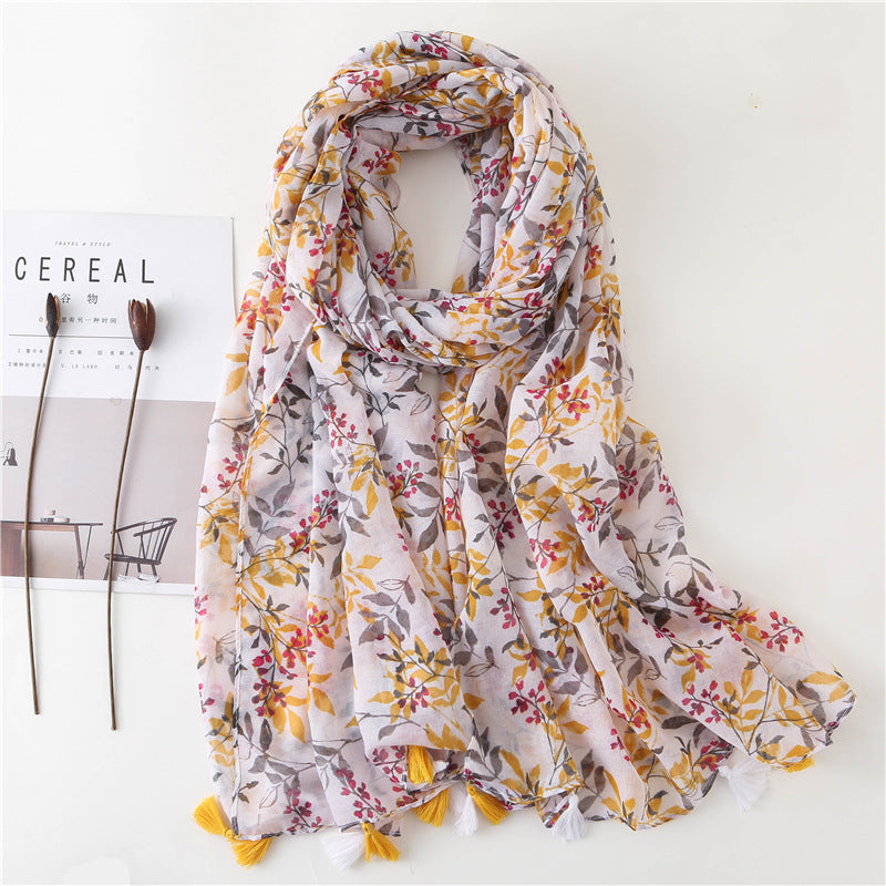 Japanese Style Artistic Fresh Cotton And Linen Scarf Retro Patchwork Bohemian Cashew Print Limorista