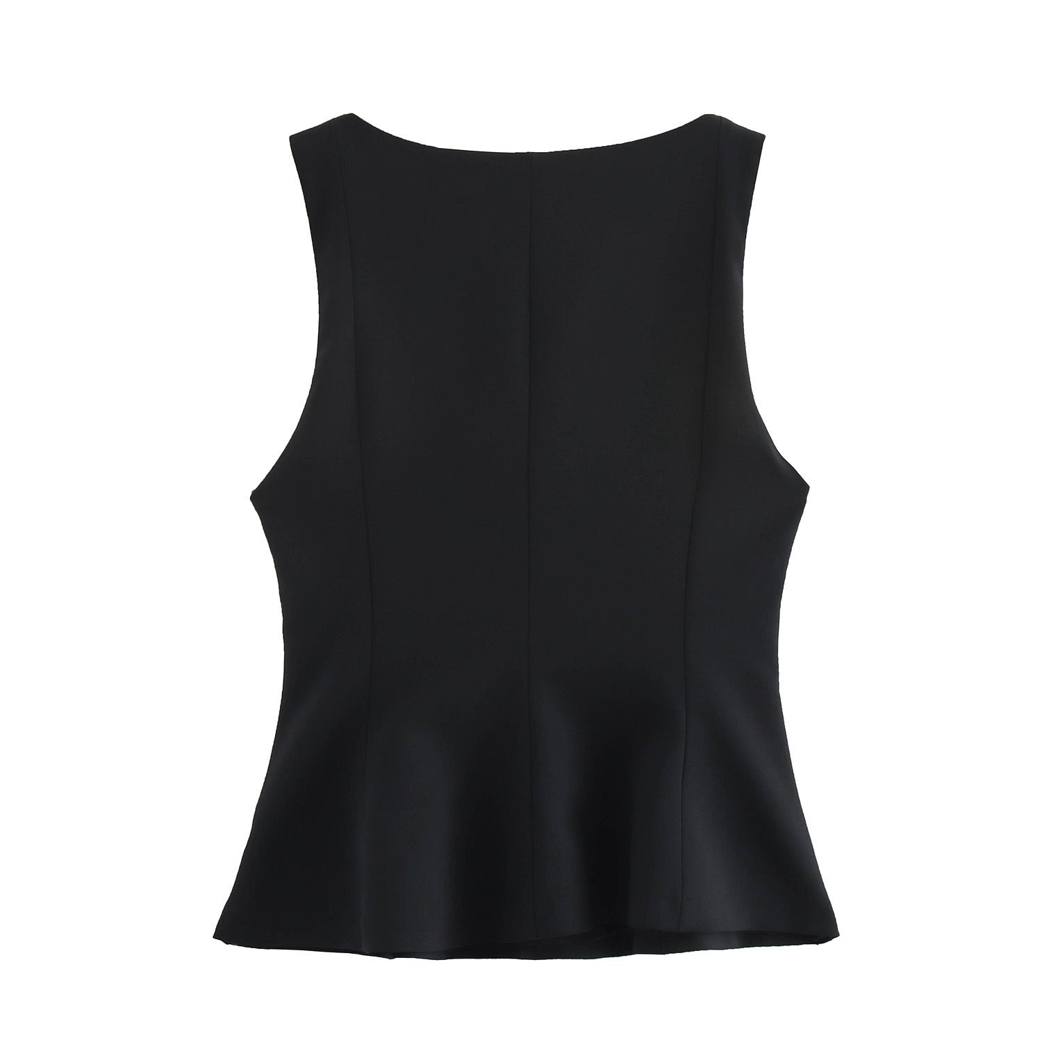 Pleated Slim-fit Square Collar Sleeveless Small Top Limorista