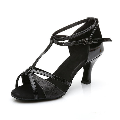 Latin Dance Shoes Ladies Soft-Soled Mid-High Heel Ballroom Dance Shoes Limorista
