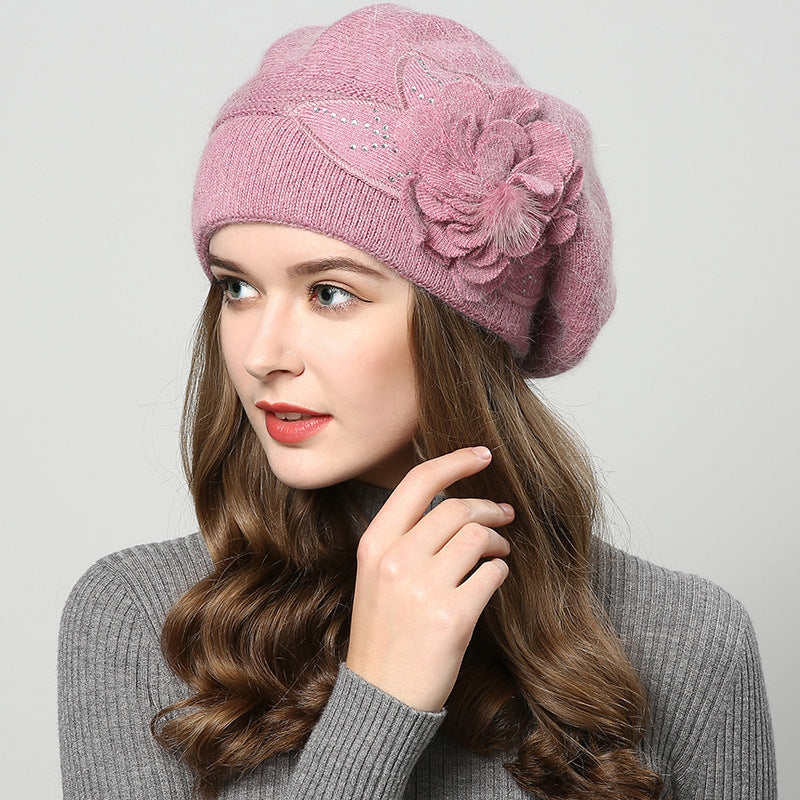 Autumn Winter All-match Rabbit Fur Knitted Woolen Cap Women Limorista