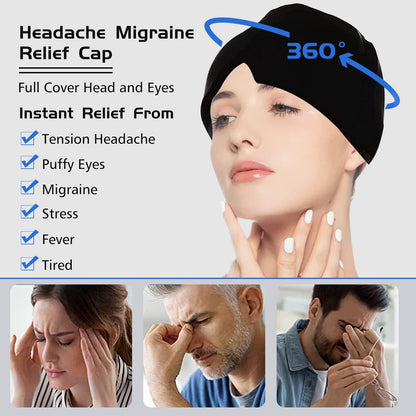 Ice Compress Headache Eye Mask Hat Relief For Migraines, Stress, And Tension Massage Tool Limorista