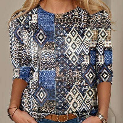Long Sleeve Slim-fit T-shirt With Round Neck Digital Printing Limorista