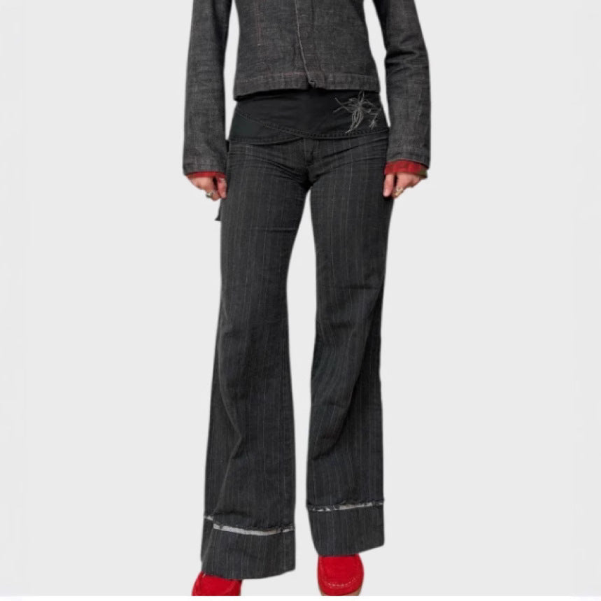 Printed Tape Thigh-length Curtain Tights Limorista