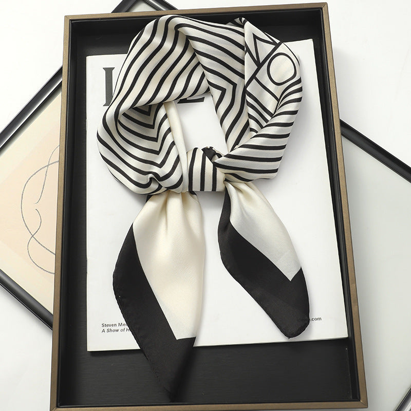 Artificial Silk Striped High-grade Korean Style Stylish Beach Arm Bag Silk Scarf Limorista