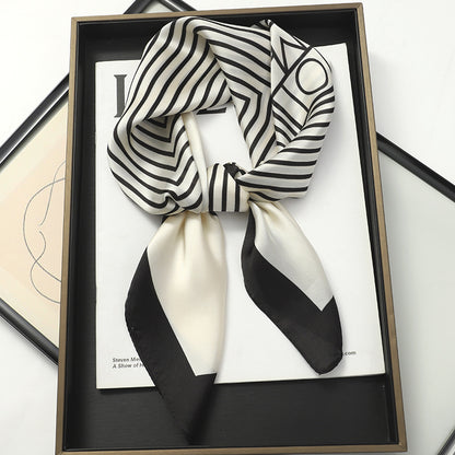 Artificial Silk Striped High-grade Korean Style Stylish Beach Arm Bag Silk Scarf Limorista