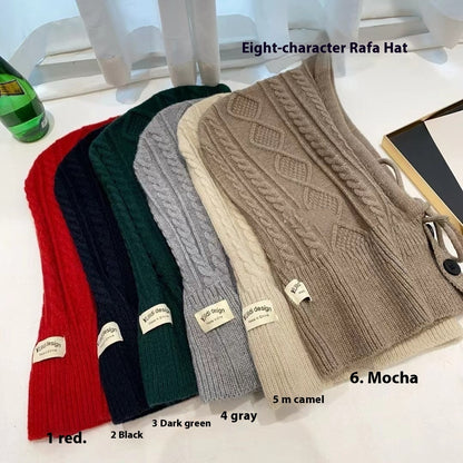 Knitted Thick Drawstring Hat Solid Color Limorista