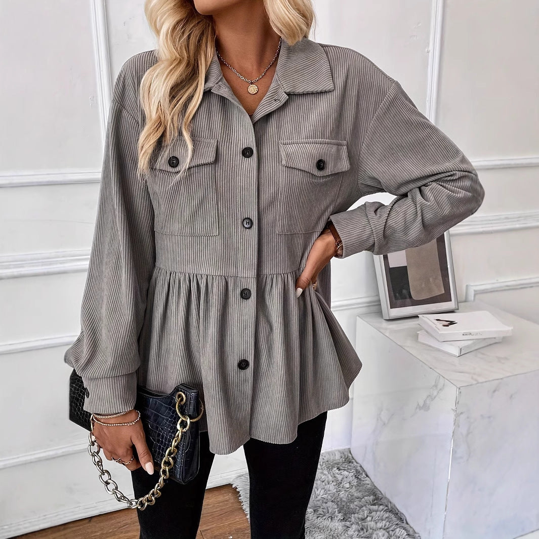 Casual Doll Shirt Coat Corduroy Shirt For Women Limorista