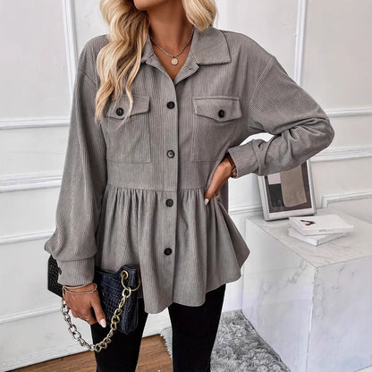 Casual Doll Shirt Coat Corduroy Shirt For Women Limorista