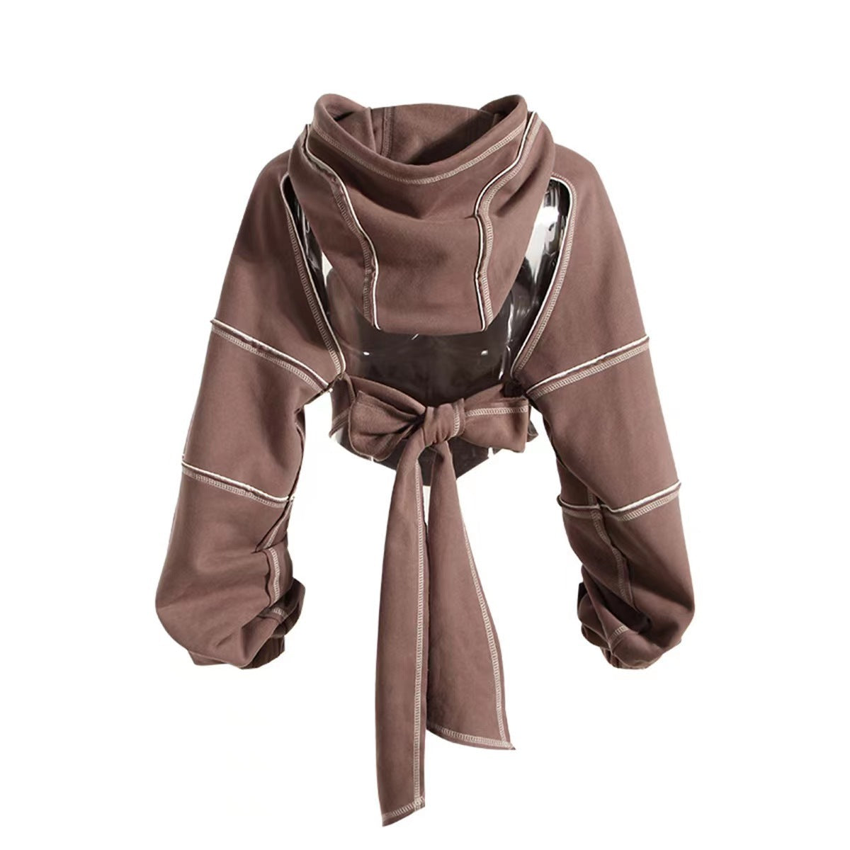 New Color Contrast Bright Line Short Hooded Sweater Limorista