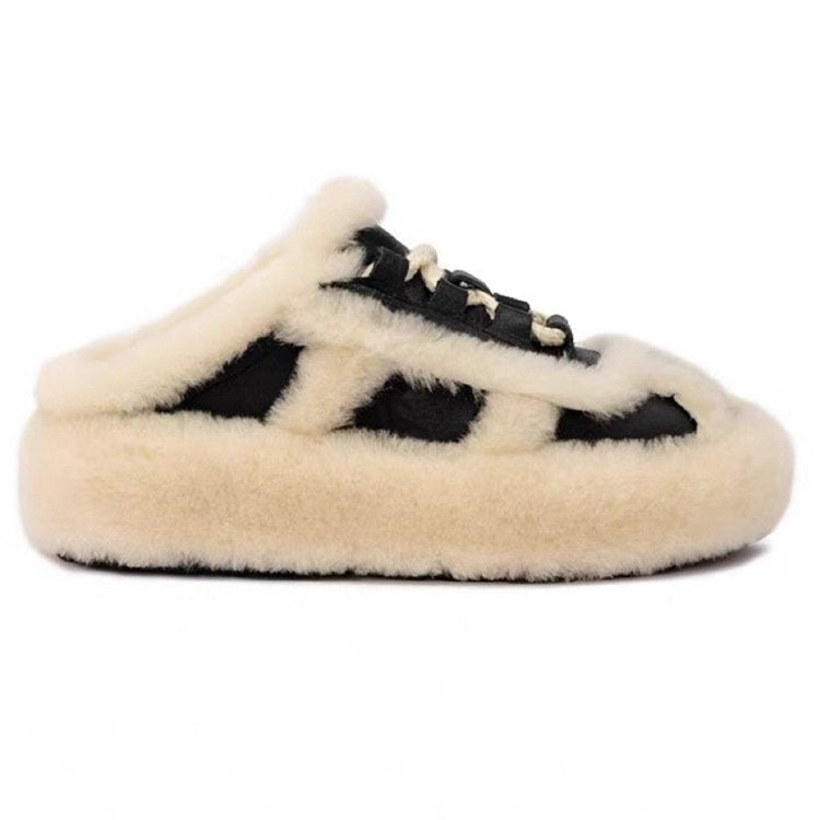 Outerwear Lamb Wool Thick Sole Half Slippers Women Limorista