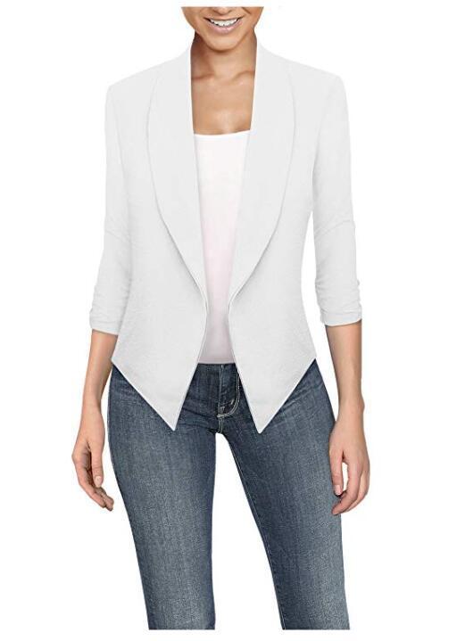 Long Sleeve Solid Color Cardigan Irregular Hem Small Suit Women Limorista