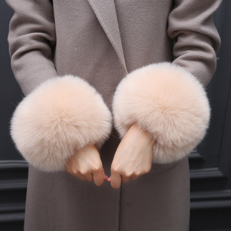 Faux Fur Fox Cuffs Plush Down Jacket  Big Artificial Hand Cuffs Limorista