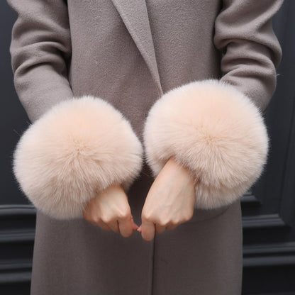 Faux Fur Fox Cuffs Plush Down Jacket  Big Artificial Hand Cuffs Limorista