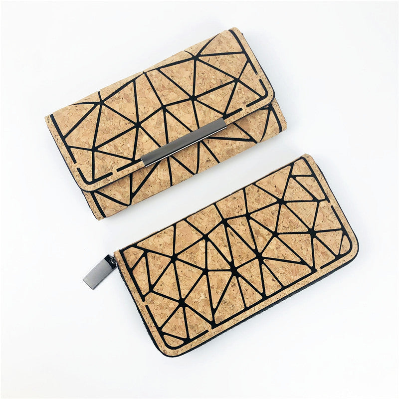 Eco-friendly Cork Grain Multifunctional Fashion Waterproof 3 Fold Hand Wallet Limorista