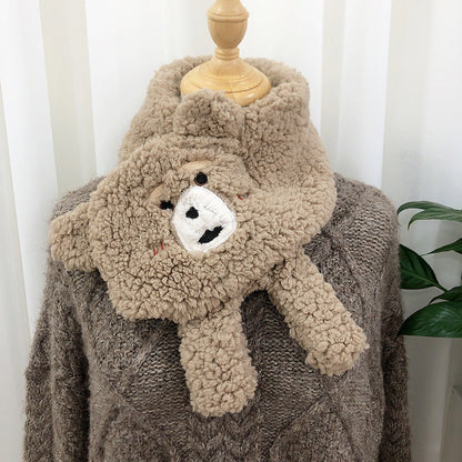 Winter Women Novelty Warm Cute Bear Plush Scarf Lamb Wool Limorista