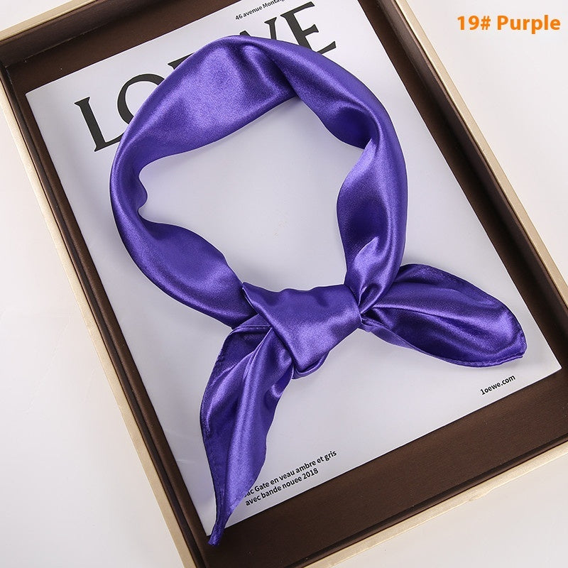 Solid Color Square Scarf Artificial Silk Small Square Towel Limorista