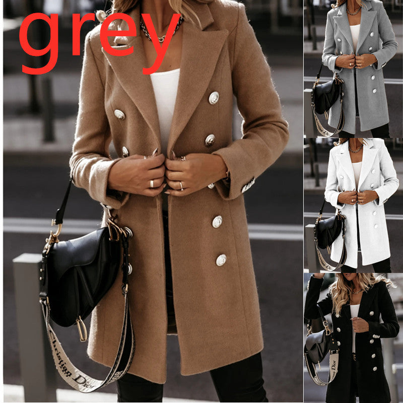 Long-sleeved Suit Collar Double-breasted Coat Coat Women Limorista