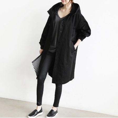 Korean Loose Solid Color British Trench Coat Limorista