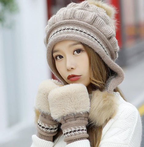 Cozy Knit Fleece-Feel Beanie With Ear Flaps &amp; Pompom Warm Winter Hat For Women Perfect For Skiing &amp; Outdoor Activities Limorista