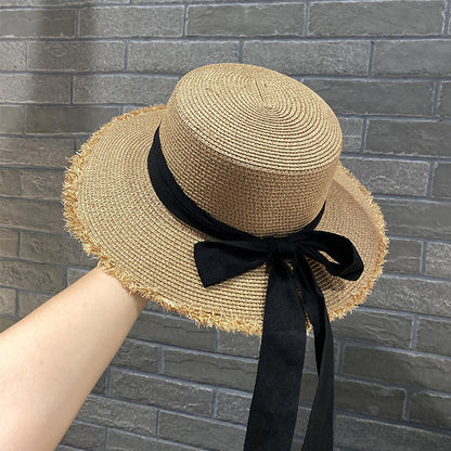 Lace String Color Woven Straw Hat Summer Versatile Outdoor Travel Beach Hat Cute Girl Ins Bucket Hat Limorista