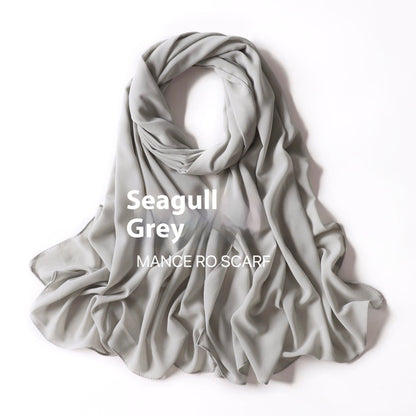 Pure Color Pearl Chiffon Scarf Headcloth Veil Chiffon Scarf Limorista