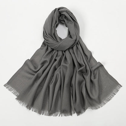 Flat Slub Cotton Solid Color Scarf Breathable Monochrome Limorista