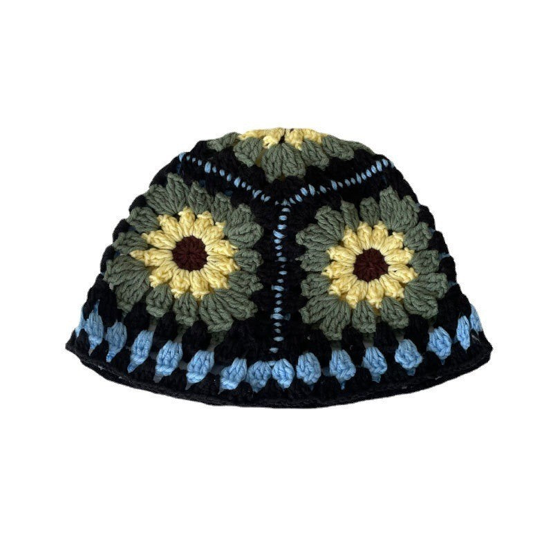 Japanese-style Retro Hollow Flower Handmade Knitted Bucket Hat Women Limorista