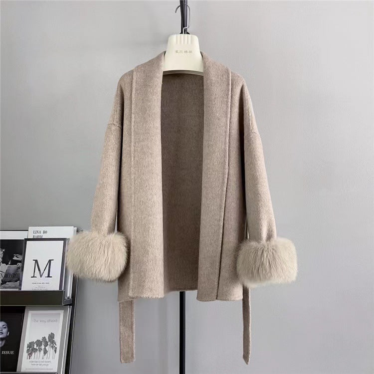 Cuff Detachable Fox Fur Elegant Double-sided Cashmere Coat Limorista