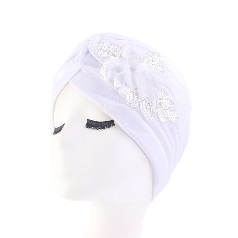 Ladies Sequin Flower Turban Toe Hat Fold Limorista