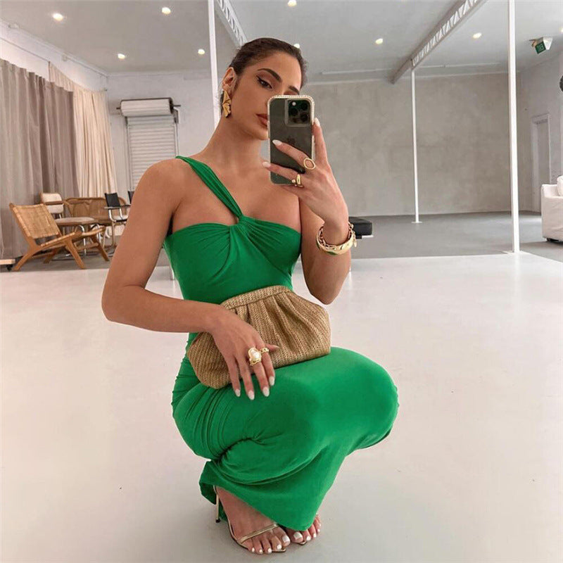 Fashion Sexy Diagonal Shoulder Dress Limorista