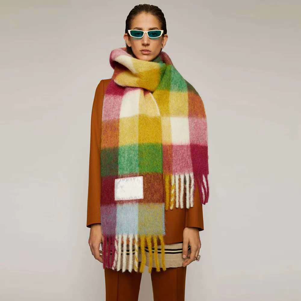 Plaid Mohair Scarf Colored Ladies Limorista