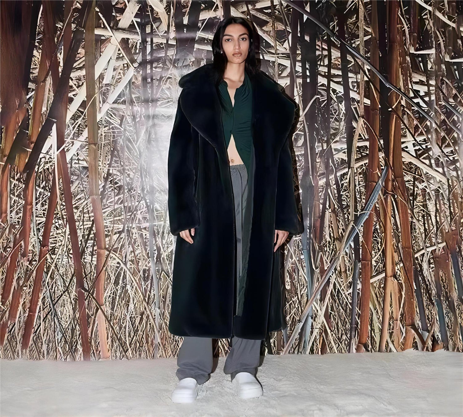 Artificial Fur Coat Suit Collar Cotton Coat Thickened Long Section Plush Trench Coat Limorista