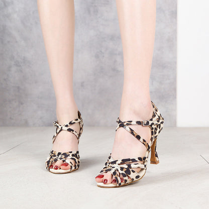 Leopard Print Latin Dance Shoes Women&