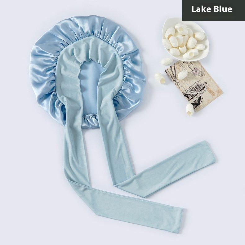 Wide-brimmed Lace-up Adjustable Elastic Large Silk Nightcap Limorista