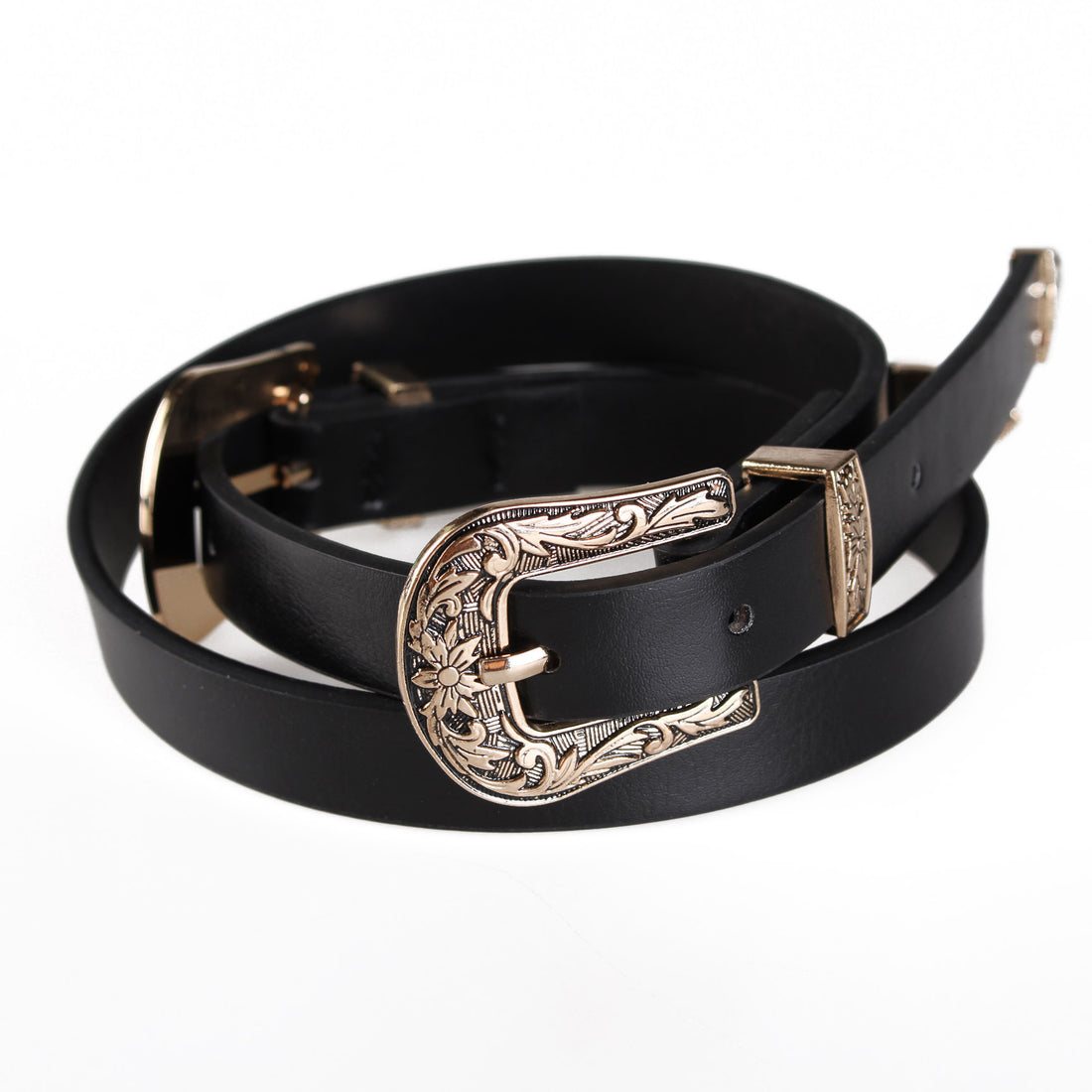 Double-headed vintage carved fashion silver buckle ladies pin buckle belt Limorista