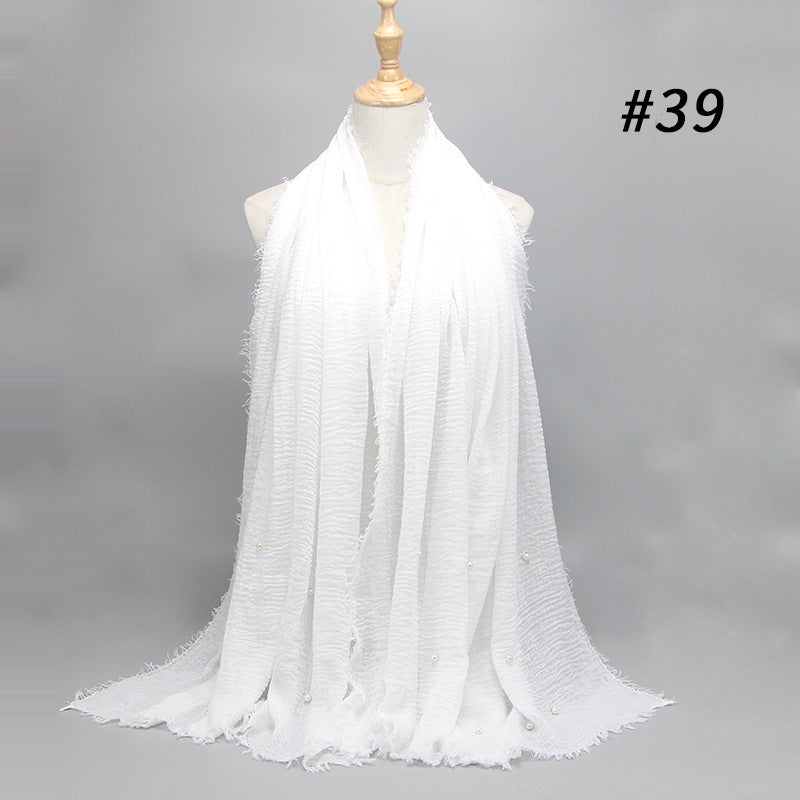 Cotton and linen crumpled monochrome scarf Limorista
