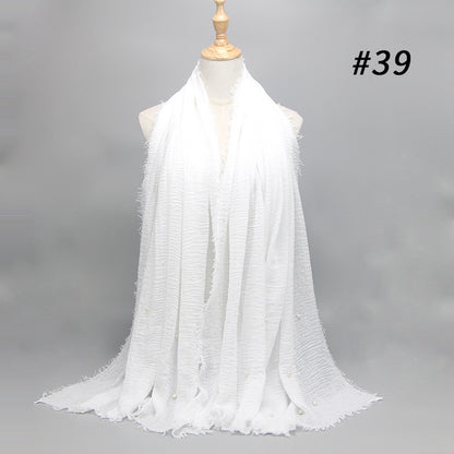Cotton and linen crumpled monochrome scarf Limorista